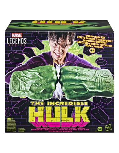 Marvel Legends Series Incredible Hulk Puños premium para juego de rol con efectos de golpes y destrozos