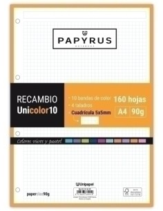 RECAMBIO PAPYRUS A4 160h MULTIT.CD.5 - Pack de 15 unidades