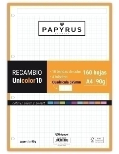 RECAMBIO PAPYRUS A4 160h MULTIT.CD.5 - Pack de 15 unidades