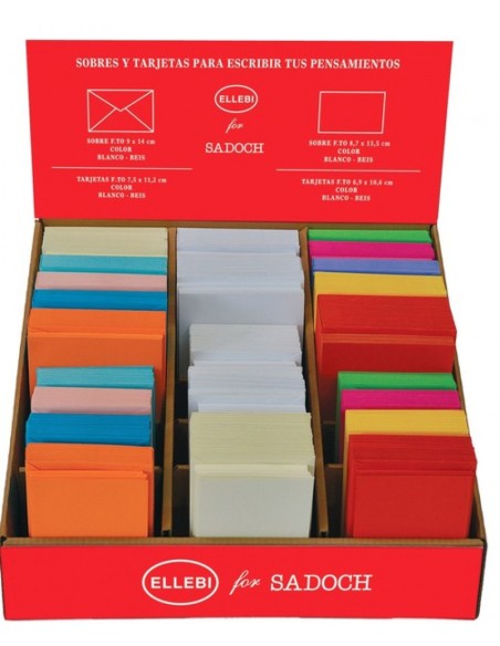 EXP 1500 TARJETAS Y SOBRES DE COLORES SURTIDOS 30X28X15CM