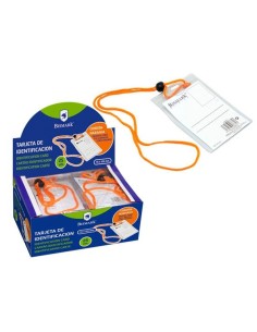 BISMARK TARJETA DE IDENTIFICACIÓN VERTICAL 70X105 MM C/CORDÓN NARANJA -25U-