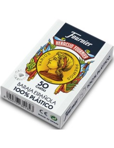 Baraja cartas espanola plastico 2100 estuche carton metalizado 50 cartas