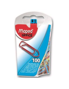 CAJA DE 100 CLIPS ACERO LACADO DIMENSIONES 25MM. COLORES SURTIDOS MAPED 321011