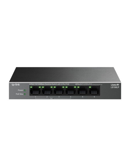 LiteWave LS106LP switch No administrado Fast Ethernet (10/100) Energía sobre Ethernet (PoE) Negro