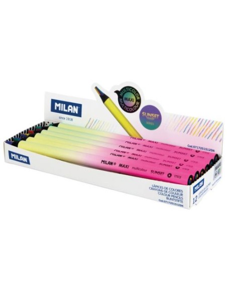 Expositor 12 lapices multicolor maxi redondos sunset