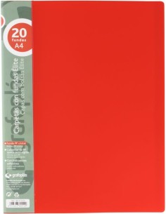Carpeta 20 fundas elite a4 opaco color rojo polipropileno
