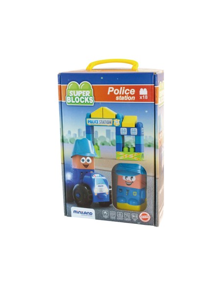 CAJA 18 PIEZAS MINILAND SUPER BLOCKS POLICIA
