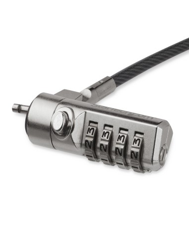 Cable con Candado de Seguridad con Clave para Ordenador Portátil - con Bisagra Giratoria - con Candado de Combinación de 4 Dígi