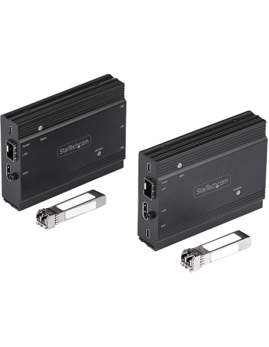 Extensor KVM HDMI de 4K por Fibra - Alargador de Consola Switch KVM con Vídeo HDMI y USB Remoto - hasta 300m (Multimodo) - con