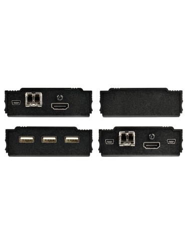 Extensor KVM HDMI de 4K por Fibra - Alargador de Consola Switch KVM con Vídeo HDMI y USB Remoto - hasta 300m (Multimodo) - con