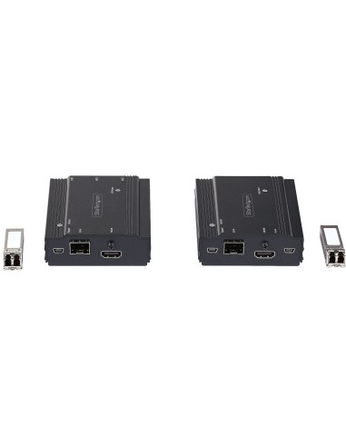 Extensor KVM HDMI de 4K por Fibra - Alargador de Consola Switch KVM con Vídeo HDMI y USB Remoto - hasta 300m (Multimodo) - con