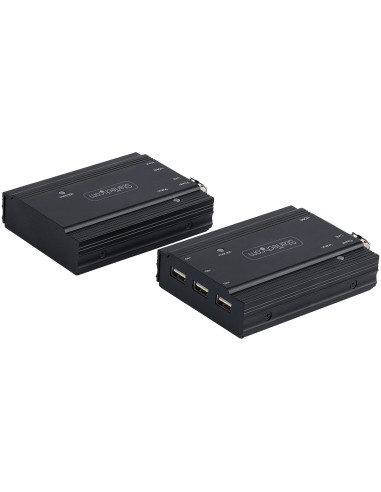 Extensor KVM HDMI de 4K por Fibra - Alargador de Consola Switch KVM con Vídeo HDMI y USB Remoto - hasta 300m (Multimodo) - con