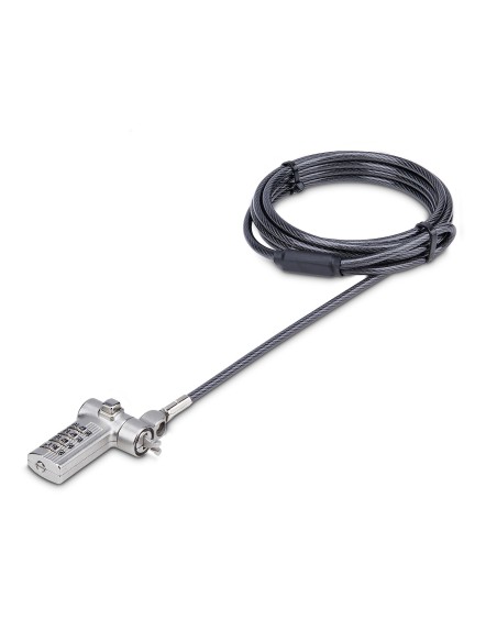 Cable de 2m Universal de Seguridad para Portátiles - Cable con Candado para Portátiles Compatible con Noble Wedge/Nano/K-Slot - 