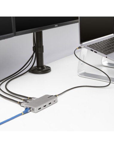 Adaptador Multipuertos USB-C para 3 Monitores - 4K 60Hz Doble + HDMI y DisplayPort 4K 30Hz - Hub USB de 3 Puertos - PD 100W - D