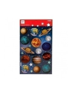 STICKERS APLI (18558) Bl.1h. PLANETAS - Pack de 5 unidades