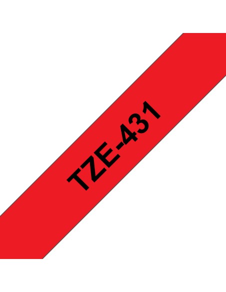 TZE-431 cinta para impresora de etiquetas Negro sobre rojo