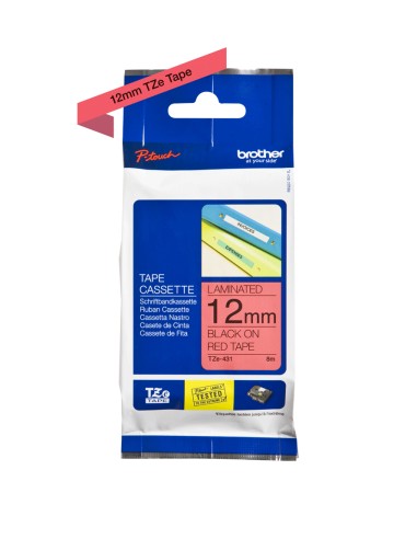 TZE-431 cinta para impresora de etiquetas Negro sobre rojo