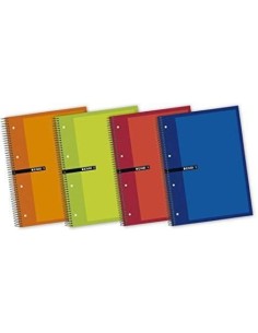 Paq 5 cuaderno espiral microperforado a4 160h 60g cuad5x5 multiasignatura colores surtidos