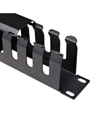 Panel Canaleta 1U de Gestión de Cables para Rack de Conductos Horizontales con Tapa - Conducto de Cables para Rack de Servidore