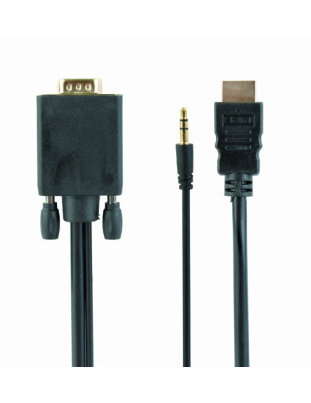 A-HDMI-VGA-03-6 adaptador de cable de vídeo 1,8 m HDMI tipo A (Estándar) VGA (D-Sub) + 3,5mm Negro