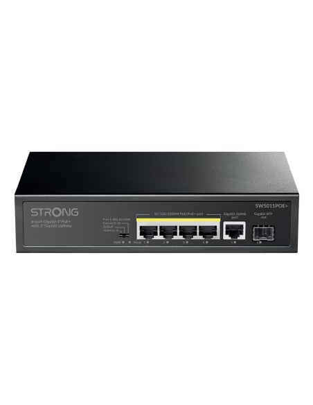 SW5011POE+ switch Gigabit Ethernet (10/100/1000) Energía sobre Ethernet (PoE) Montaje en pared/escritorio Negro
