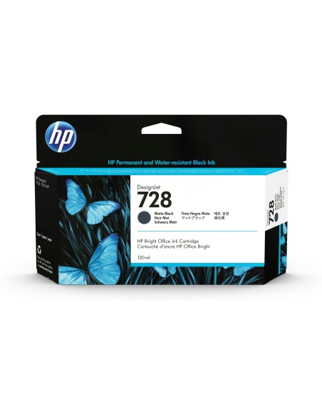 728 130-ml Matte Black DesignJet Ink Cartridge cartucho de tinta 1 pieza(s) Original Rendimiento estándar Negro mate