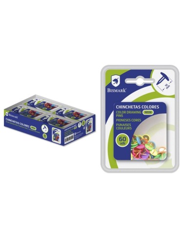 BISMARK CHINCHETAS COLORES METÁLICAS SURTIDOS CAJA DE 60 - 12U-