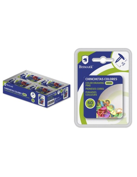 BISMARK CHINCHETAS COLORES METÁLICAS SURTIDOS CAJA DE 60 - 12U-