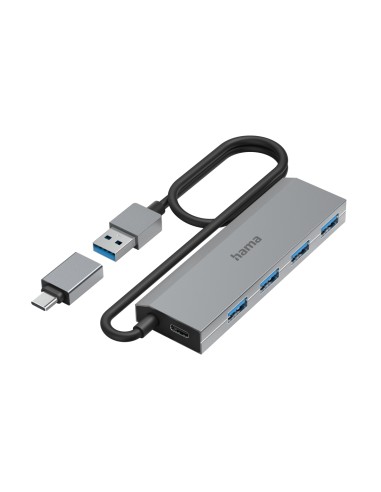00200138 hub de interfaz USB 3.2 Gen 1 (3.1 Gen 1) Type-A + Type-C 5000 Mbit/s Antracita, Gris