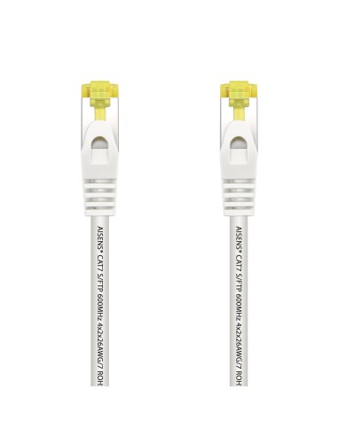 Cable De Red Latiguillo RJ45 LSZH Cat.7 600 MHz S/FTP PIMF AWG26, Blanco, 1.0 m
