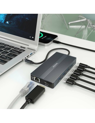 ASUC-12P017-GR base para portátil y replicador de puertos Alámbrico USB 3.2 Gen 1 (3.1 Gen 1) Type-C Gris