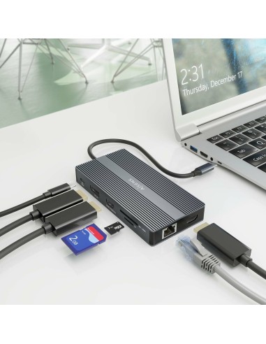 ASUC-12P017-GR base para portátil y replicador de puertos Alámbrico USB 3.2 Gen 1 (3.1 Gen 1) Type-C Gris