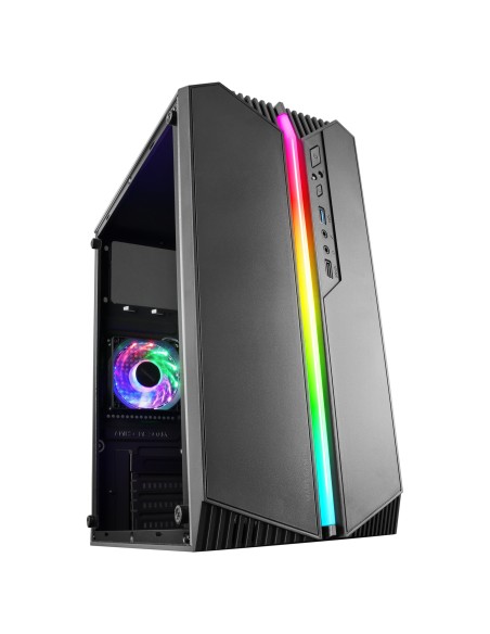 MC-S1 Negro Caja PC Compacta Gaming Micro-ATX Iluminación ARGB 12 Modos Ventilador FRGB Ventana Lateral Completa