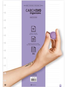 Recambio cuaderno ingeniox a4 50 hojas rayas extraibles