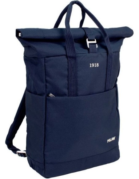 MOCHILA CON CIERRE SUPERIOR ENROLLABLE SERIE 1918 AZUL MAR