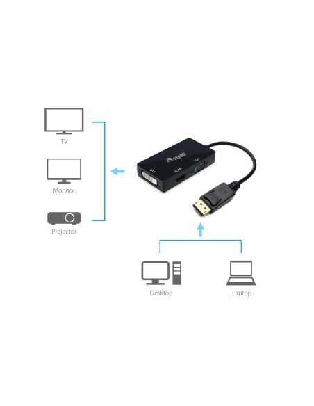 133441 adaptador de cable de vídeo 0,24 m DisplayPort DVI-D + VGA (D-Sub) + HDMI Negro