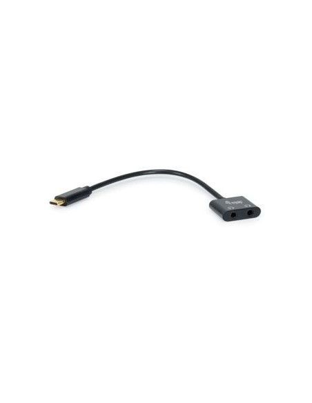 133469 cable de audio 0,15 m USB C 2 x 3.5mm Negro