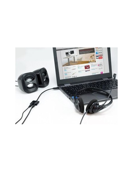 133469 cable de audio 0,15 m USB C 2 x 3.5mm Negro