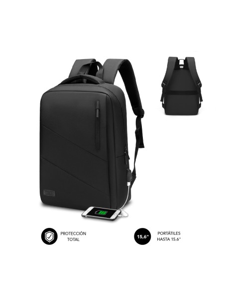 City Backpack Mochila para portátil 15.6", Poliéster Oxford, Negra