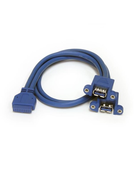 Cable Extensor 50cm 2 Puertos USB 3.0 para Montaje en Panel conexión a Placa Base - Hembra USB A