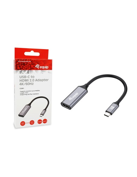 133491 adaptador de cable de vídeo 0,15 m USB Tipo C HDMI Negro, Gris