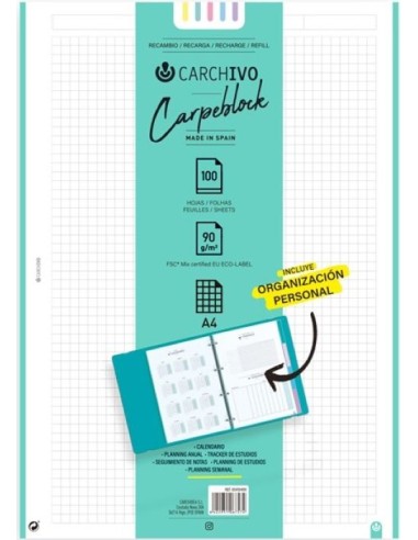 RECAMBIO A4 100H 90G CON BONUS CARPEBLOCKS