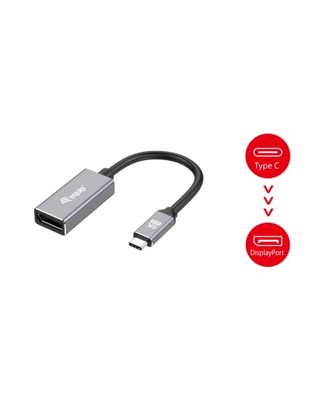 133493 adaptador de cable de vídeo 0,15 m USB Tipo C DisplayPort Negro, Gris