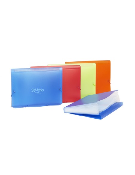 Acordeón expandible p.p. traslúcido,12 dptos interiores,cierre gomas,folio azul 888003