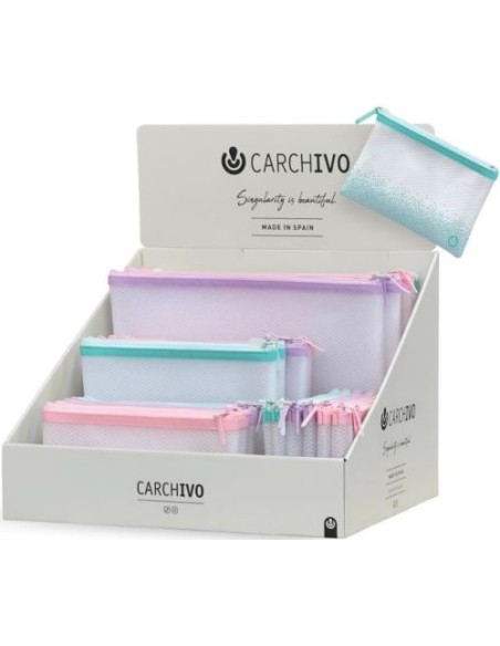 Expositor 48 bolsa cremallera eva bag serie sense tamanos surtidos