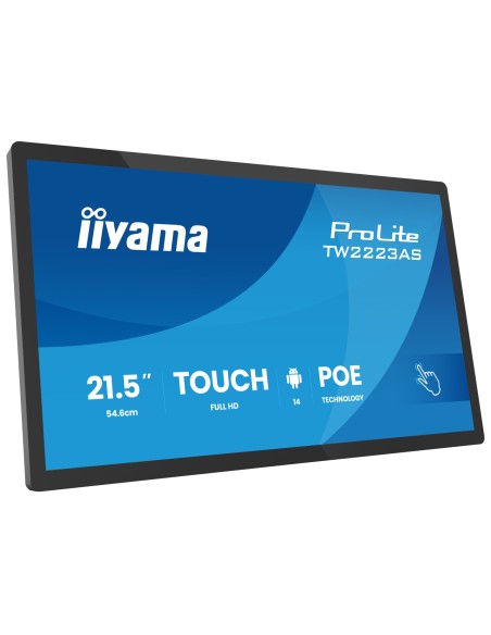 TW2223AS-B3P pantalla de señalización Panel plano interactivo 54,6 cm (21.5") Wifi 450 cd / m² Full HD Negro Pantalla táctil Pro