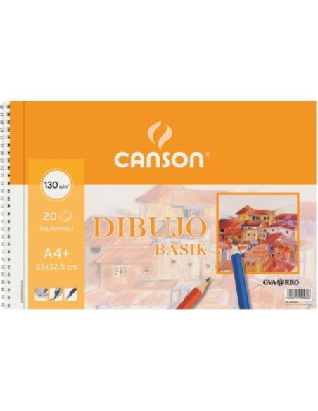 Bloc dibujo liso basik espiral a4 20h 130g con taladros y microperforado