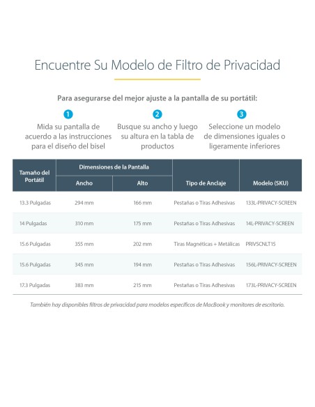 Filtro de Privacidad para Portátil de 13,3in - Filtro para Monitor para Pantalla Ancha 16:9 - Protector de Pantalla - Reducción