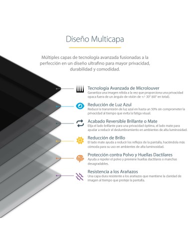 Filtro de Privacidad para Portátil de 13,3in - Filtro para Monitor para Pantalla Ancha 16:9 - Protector de Pantalla - Reducción