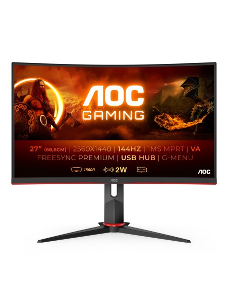 G2 CQ27G2U/BK pantalla para PC 68,6 cm (27") 2560 x 1440 Pixeles Quad HD LED Negro, Rojo